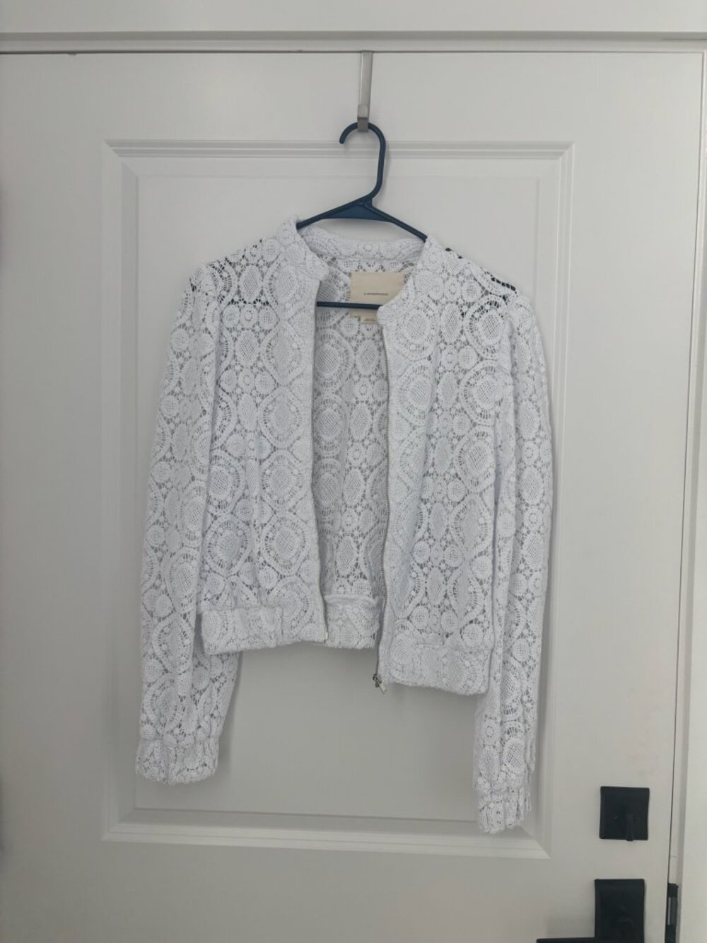 By Anthropologie Crochet Bomber Jacket